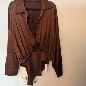 Commense Brown Long Sleeve Bodysuit